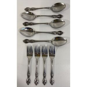 Easterling‎ Stainless Flatware Valhalla (4) Salad Forks (5) Soup Spoons
